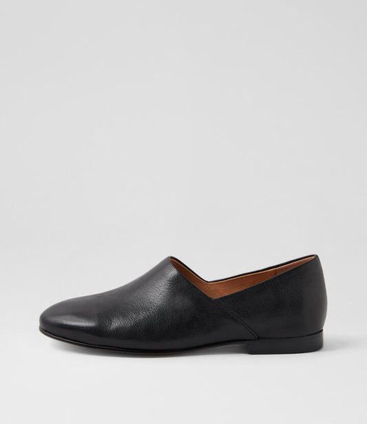 Image of Footwear. Productname: Umacka Black Leather Flat Shoes in BLACK colour by brand - MIDAS