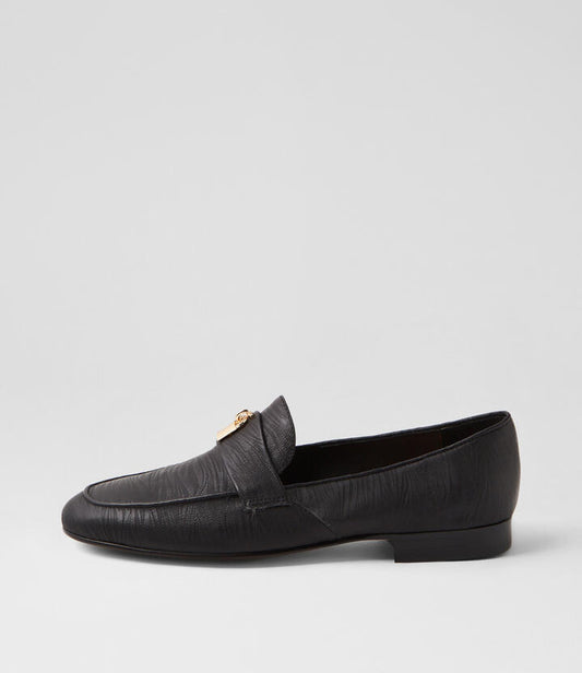 Image of Flats. Productname: Ibitz Black Print Leather Loafers in BLACK PRINT colour by brand - MIDAS