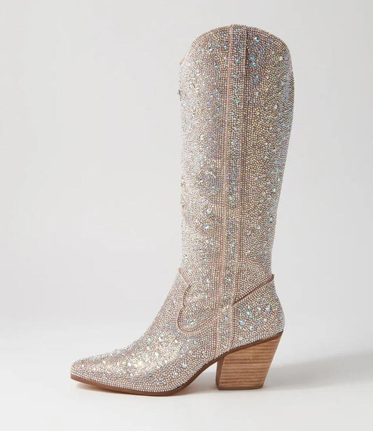 Image of Boots. Productname: Westin Silver Jewel Fabric Knee High Boots in SILVER JEWEL colour by brand - MIDAS