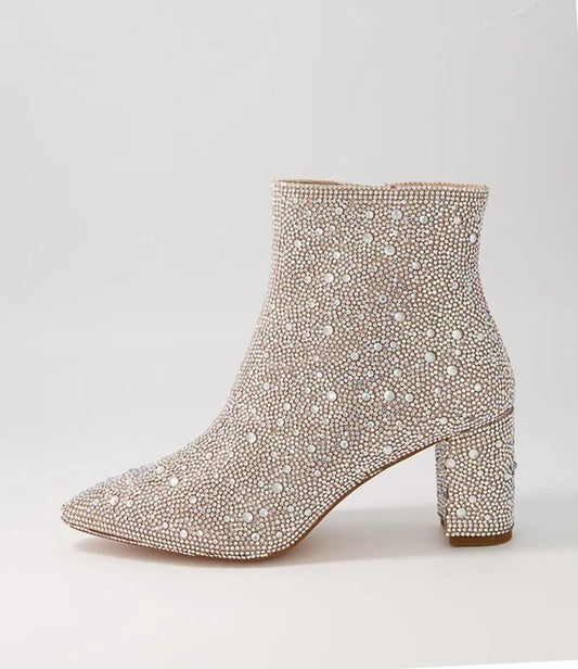 Image of Boots. Productname: Glistin Silver Jewel Fabric Ankle Boots in SILVER JEWEL colour by brand - MIDAS