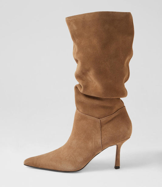 Image of Boots. Productname: Nepo Fawn Suede Knee High Boots in FAWN colour by brand - MOLLINI