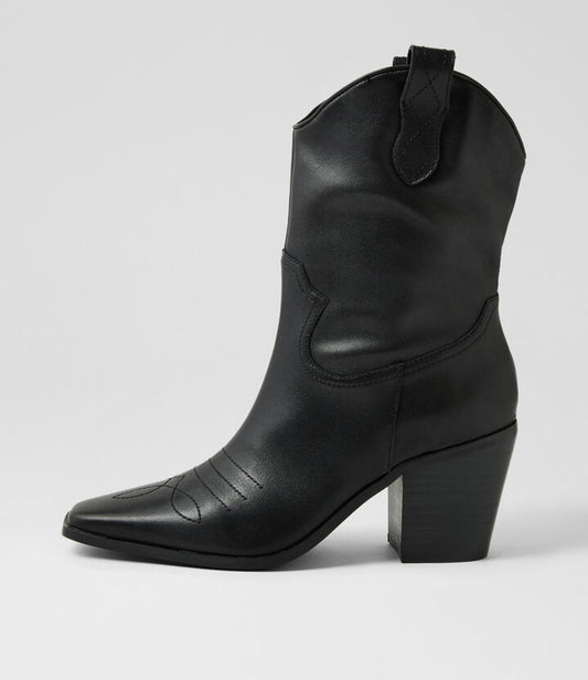 Image of Boots. Productname: Fablee Black Leather Ankle Boots in BLACK colour by brand - MOLLINI