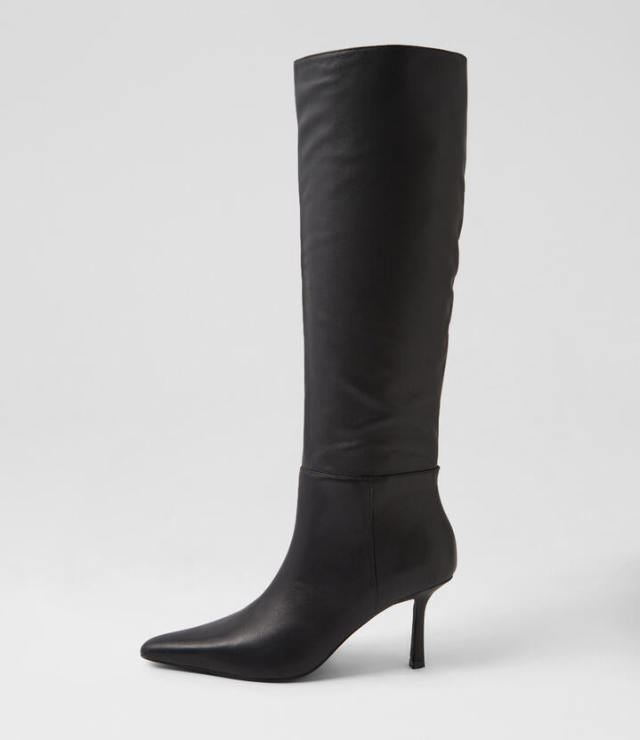 Image of Boots. Productname: Nolling Black Leather Knee High Boots in BLACK colour by brand - MOLLINI