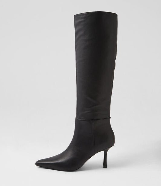 Image of Boots. Productname: Nolling Black Leather Knee High Boots in BLACK colour by brand - MOLLINI