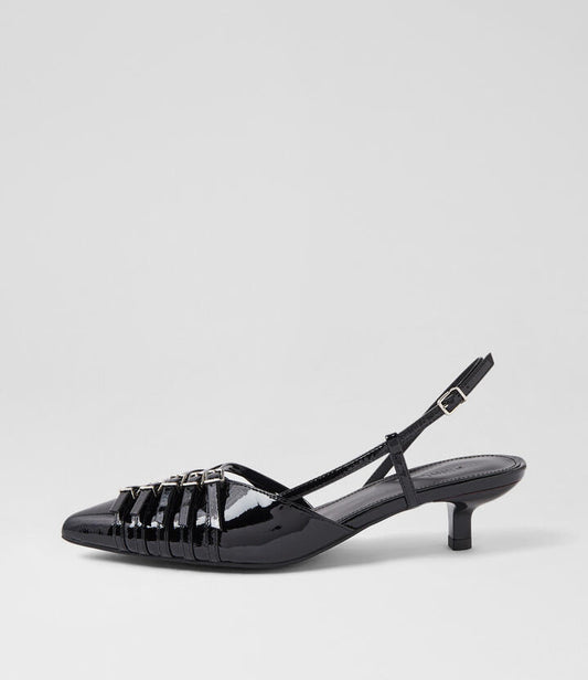 Image of Heels. Productname: Cloria Black Patent Leather Heels in BLACK colour by brand - MOLLINI