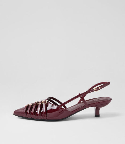 Image of Heels. Productname: Cloria Burgundy Patent Leather Heels in BURGUNDY colour by brand - MOLLINI