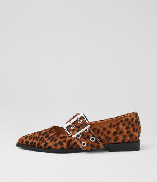 Image of Footwear. Productname: Linsa Leopard Pony Flat Shoes in LEOPARD colour by brand - MOLLINI