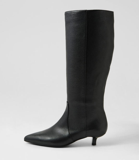 Image of Boots. Productname: Cesarina Black Leather Knee High Boots in BLACK colour by brand - MOLLINI