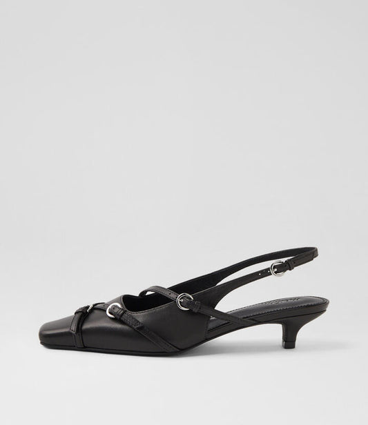 Image of Heels. Productname: Yashi Black Leather Heels in BLACK colour by brand - MOLLINI