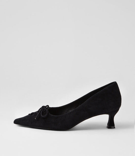 Image of Heels. Productname: Grapp Black Suede Pump Heels in BLACK colour by brand - MOLLINI