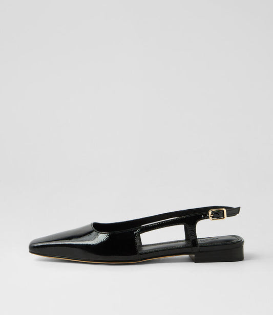 Image of Footwear. Productname: Odelle Black Patent Leather Flat Shoes in BLACK colour by brand - MOLLINI