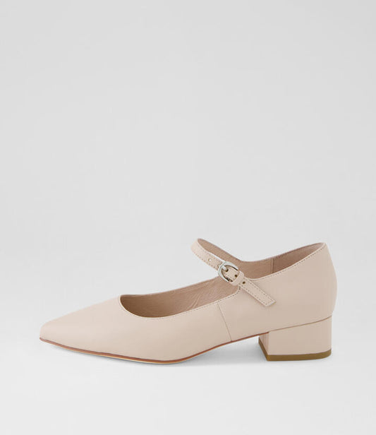 Image of Flats. Productname: Thejane Nude Leather Mary Jane Heels in NUDE colour by brand - MOLLINI
