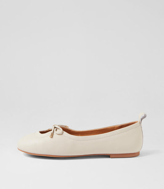 Image of Footwear. Productname: Juuliet Cream Leather Ballet Flats in CREAM colour by brand - MOLLINI