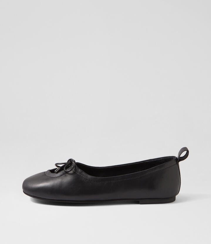 Image of Footwear. Productname: Juuliet Black Leather Ballet Flats in BLACK colour by brand - MOLLINI