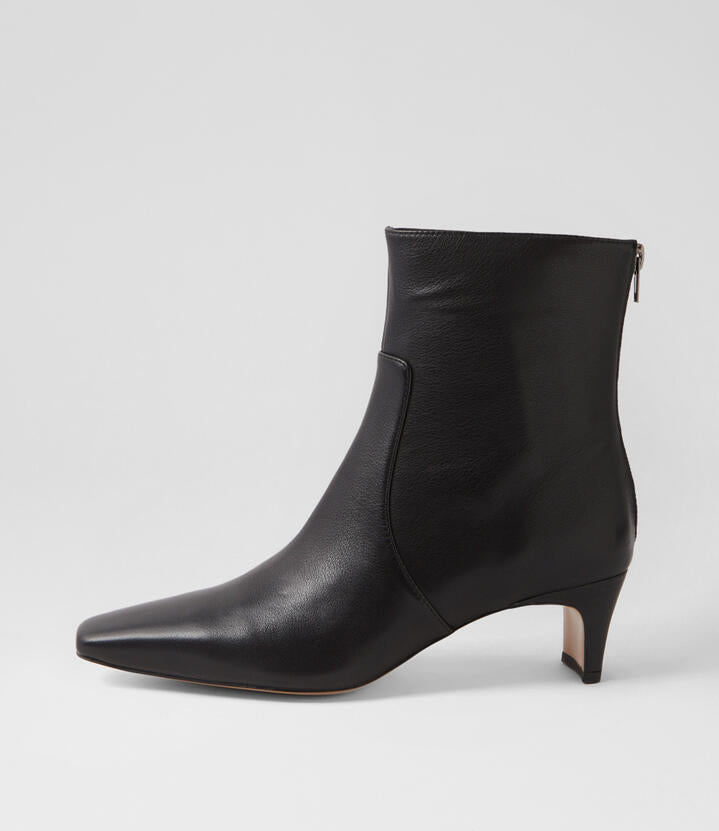 Image of Boots. Productname: Darhl Black Leather Ankle Boots in BLACK colour by brand - MOLLINI