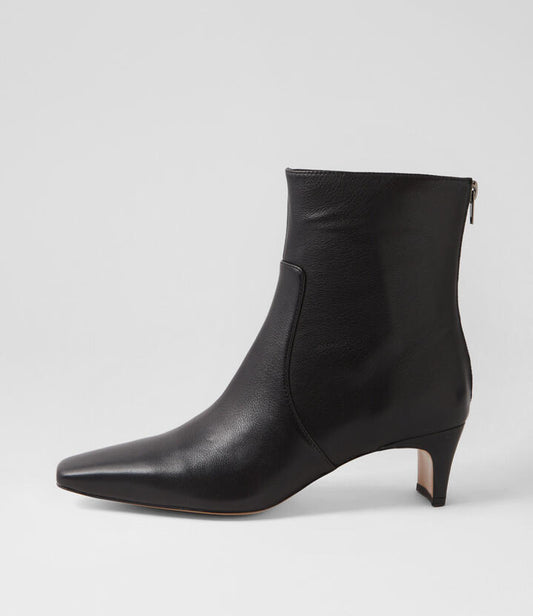 Image of Boots. Productname: Darhl Black Leather Ankle Boots in BLACK colour by brand - MOLLINI