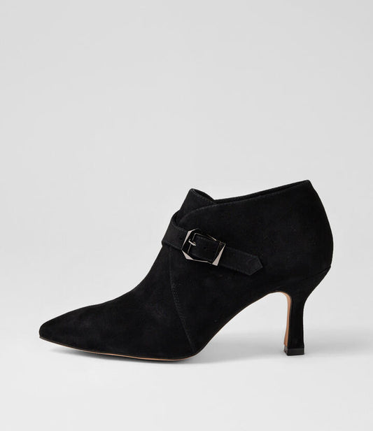 Image of Boots. Productname: Liberate Black Suede Ankle Boots in BLACK colour by brand - MIDAS