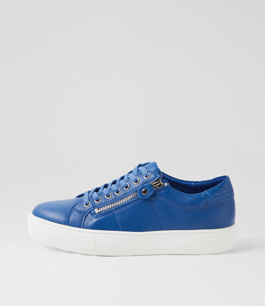 Image of Sneakers. Productname: Feema Cobalt White Leather Sneakers in COBALT-WHITE SOLE colour by brand - MIDAS