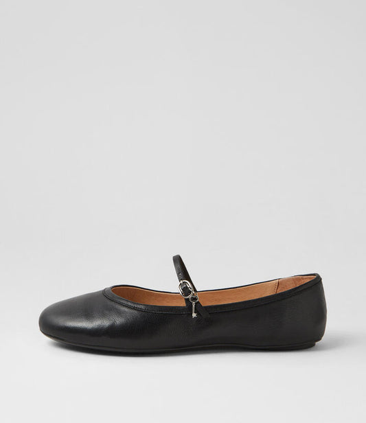 Image of Footwear. Productname: Bumble Black Leather Ballet Flats in BLACK colour by brand - MIDAS