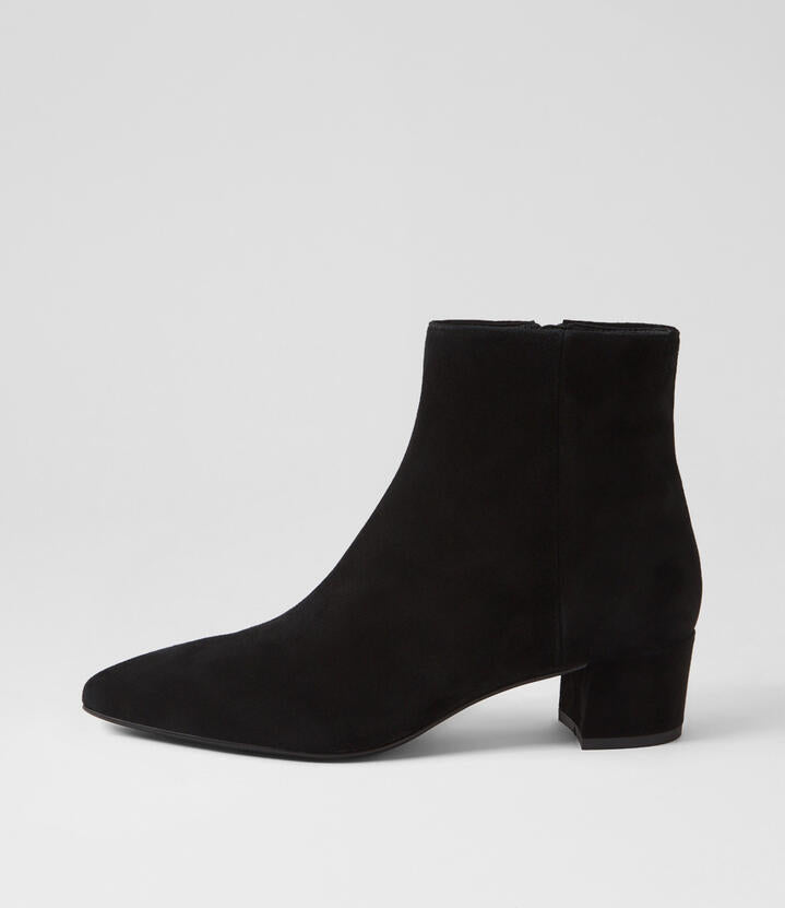 Image of Boots. Productname: Aulimas Black Suede Ankle Boots in Black colour by brand - MIDAS