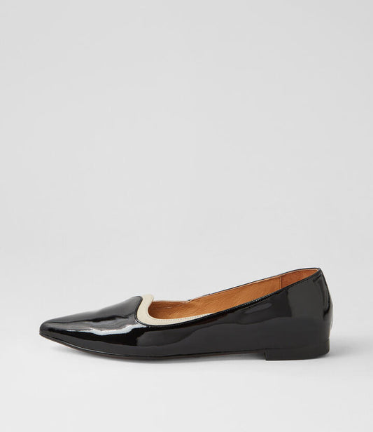 Image of Footwear. Productname: Yumis Black Milk Patent Leather Flat Shoes in BLACK-MILK colour by brand - MIDAS