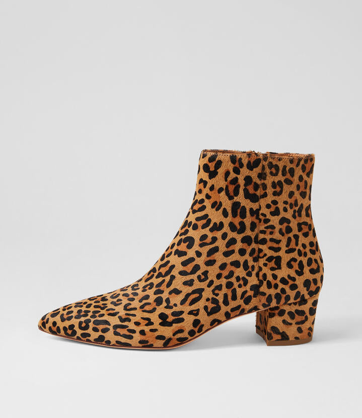 Image of Boots. Productname: Aulimas Leopard Pony Ankle Boots in Leopard colour by brand - MIDAS