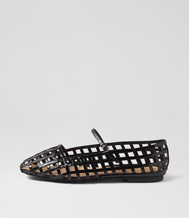 Image of Footwear. Productname: Taints Black Patent Leather Flat Shoes in BLACK colour by brand - MOLLINI