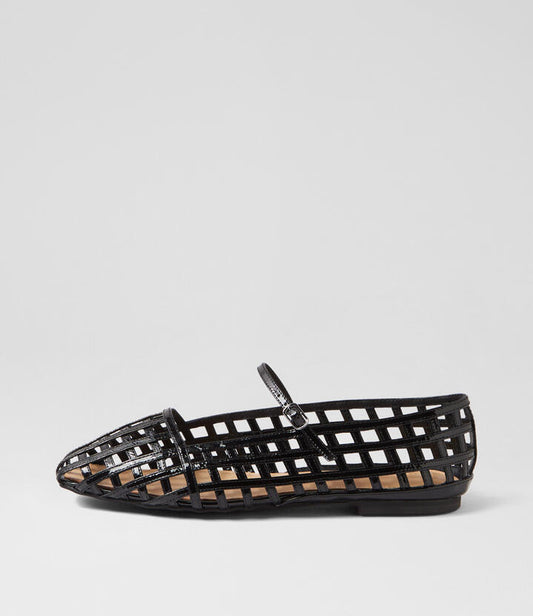 Image of Footwear. Productname: Taints Black Patent Leather Flat Shoes in BLACK colour by brand - MOLLINI