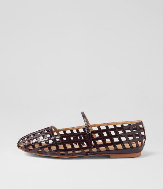 Image of Footwear. Productname: Taints Burgundy Patent Leather Flat Shoes in BURGUNDY colour by brand - MOLLINI
