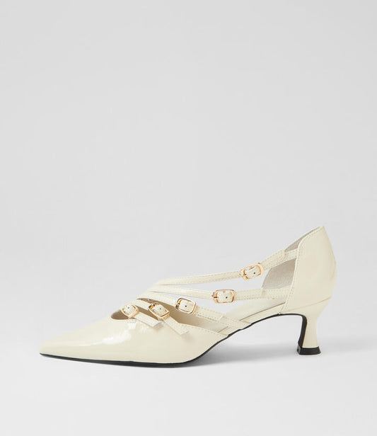 Image of Heels. Productname: Gordia Cream Patent Leather Heels in CREAM colour by brand - MOLLINI