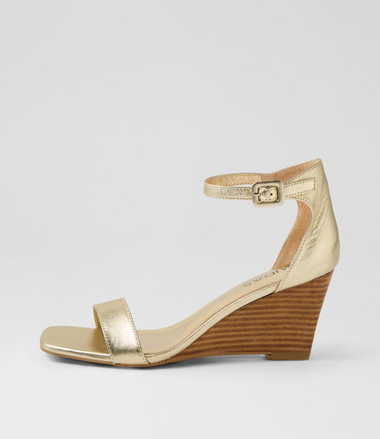 Image of Sandals. Productname: Hallay Pale Gold Natural Leather Sandals in PALE GOLD-NATURAL HEEL colour by brand - MIDAS