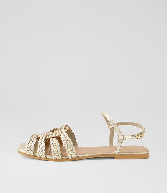 Image of Sandals. Productname: Dessma Gold Leather Sandals in Gold colour by brand - MOLLINI