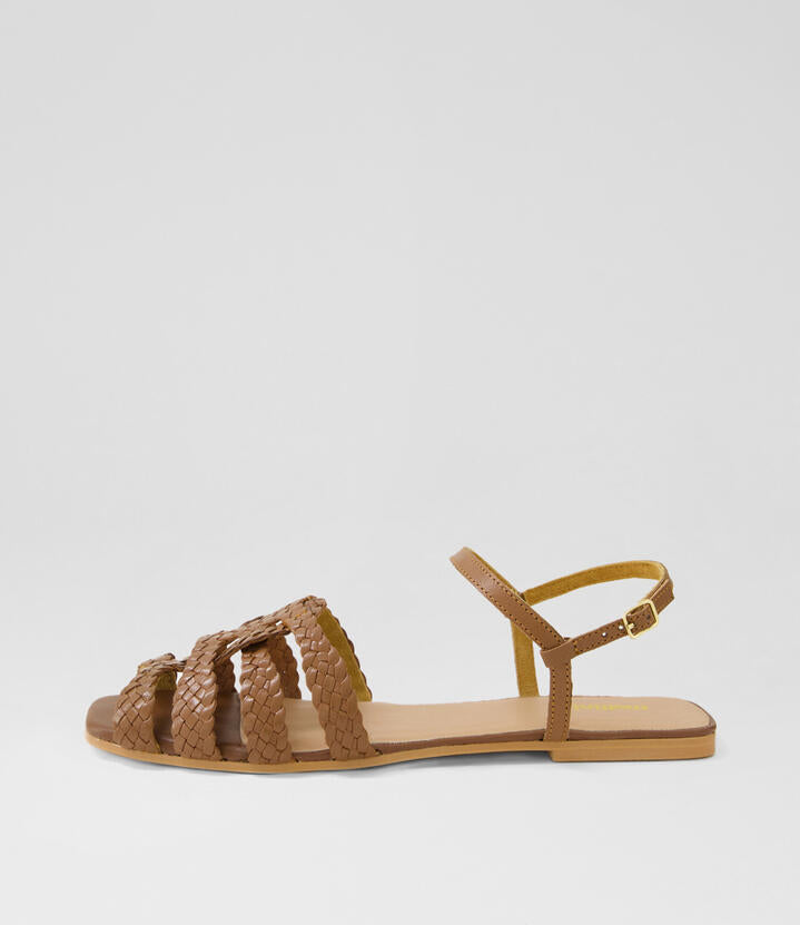 Image of Sandals. Productname: Dessma Dark Tan Leather Sandals in Dk Tan colour by brand - MOLLINI