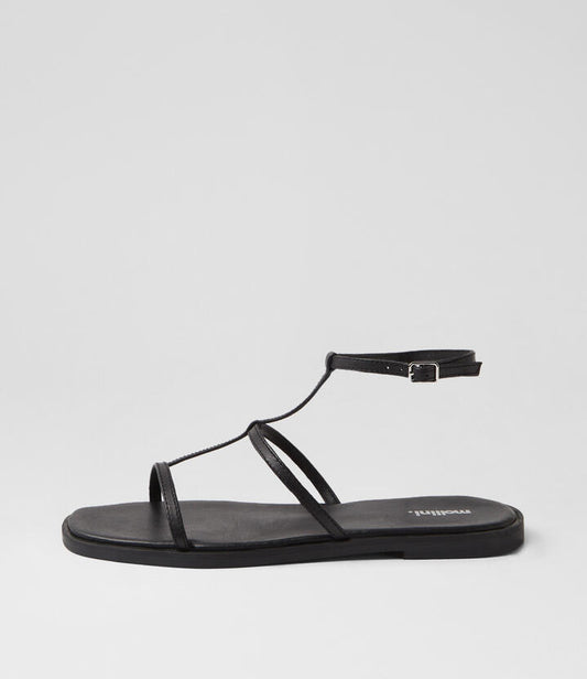 Image of Sandals. Productname: Jaylen Black Leather Sandals in BLACK colour by brand - MOLLINI