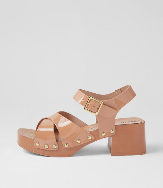 Image of Sandals. Productname: Deloise Blush Patent Leather Sandals in Blush colour by brand - MOLLINI