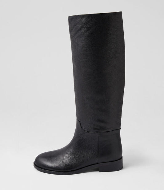 Image of Boots. Productname: Teeya Black Leather Knee High Boots in BLACK colour by brand - MOLLINI