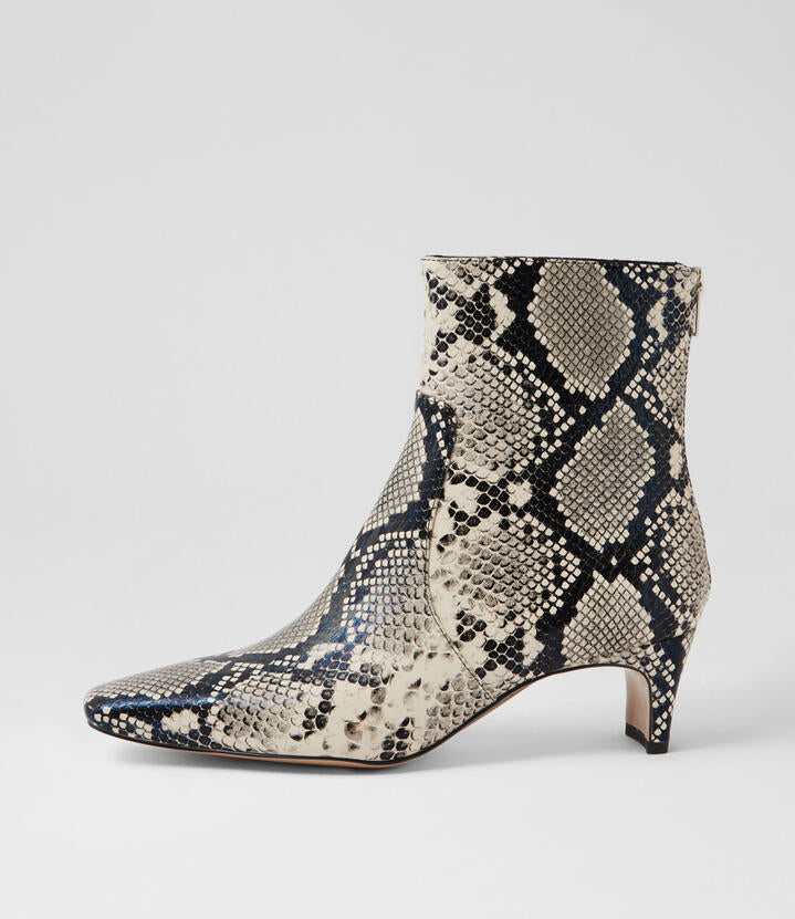 Image of Boots. Productname: Darhl Black Beige Snake Ankle Boots in Black-Beige colour by brand - MOLLINI