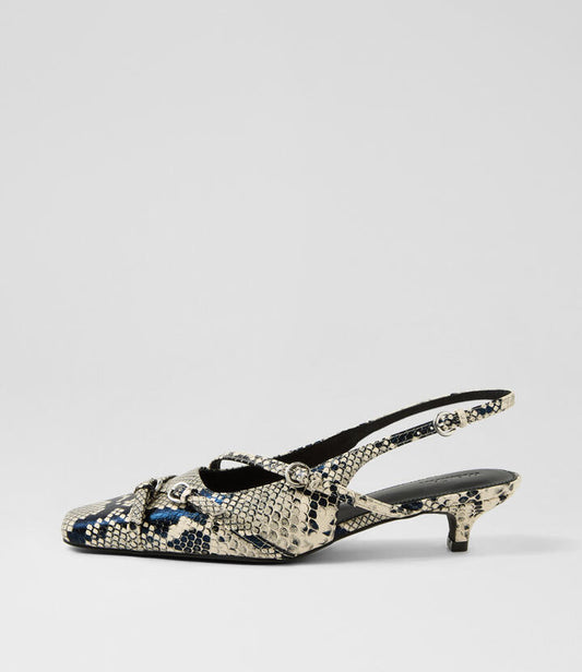 Image of Heels. Productname: Yashi Black Beige Snake Heels in BLACK-BEIGE colour by brand - MOLLINI