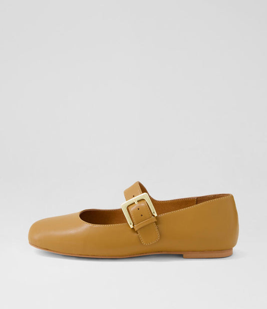 Image of Footwear. Productname: Ranilla Dark Tan Leather Flat Shoes in DK TAN colour by brand - MOLLINI