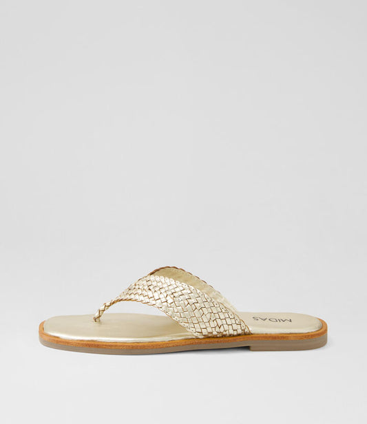 Image of Sandals. Productname: Jesky Gold Leather Thongs in GOLD colour by brand - MIDAS