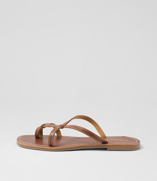 Image of Sandals. Productname: Kisha Tan Leather Thongs in TAN colour by brand - MIDAS