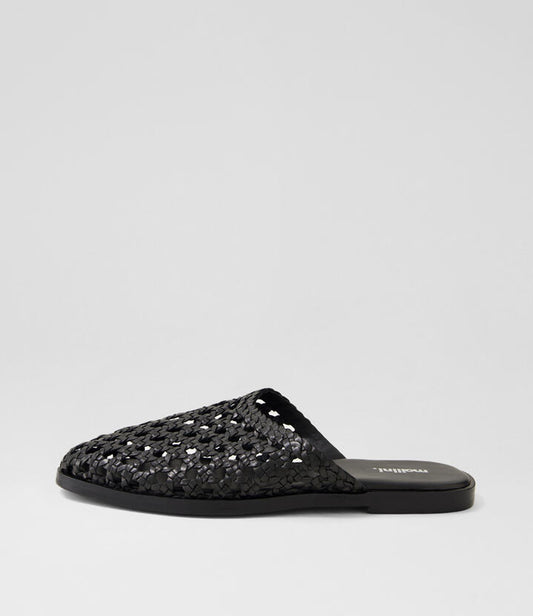 Image of Footwear. Productname: Galea Black Leather Flat Shoes in BLACK colour by brand - MOLLINI