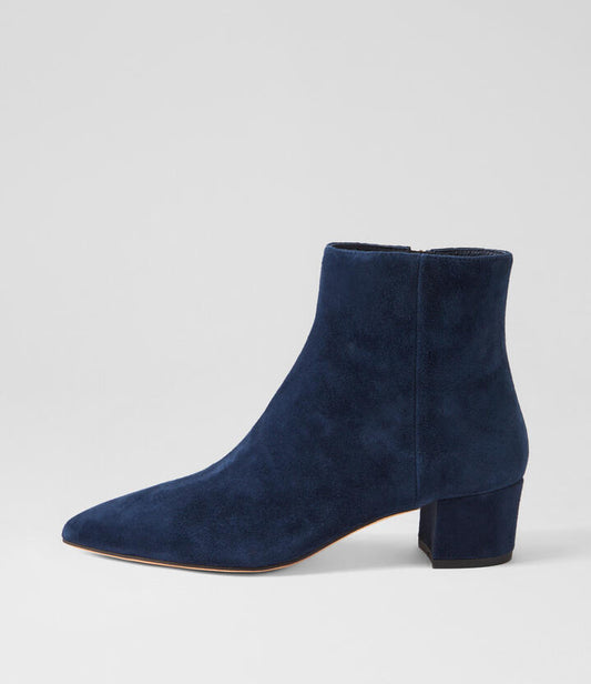 Image of Boots. Productname: Aulimas Navy Suede Ankle Boots in Navy colour by brand - MIDAS