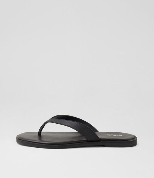 Image of Sandals. Productname: Juliena Black Leather Thongs in BLACK colour by brand - MOLLINI
