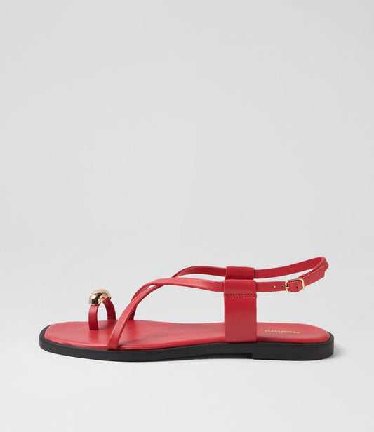 Image of Sandals. Productname: Jayna Red Leather Thongs in RED colour by brand - MOLLINI