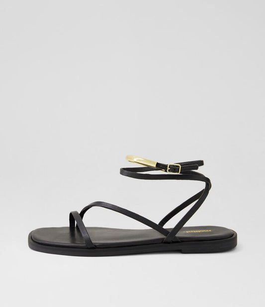 Image of Sandals. Productname: Jimena Black Leather Sandals in BLACK colour by brand - MOLLINI