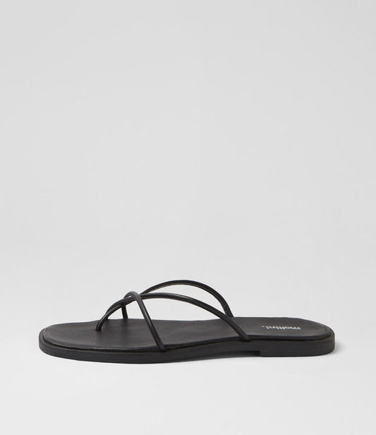 Image of Sandals. Productname: Jeyda Black Leather Thongs in BLACK colour by brand - MOLLINI