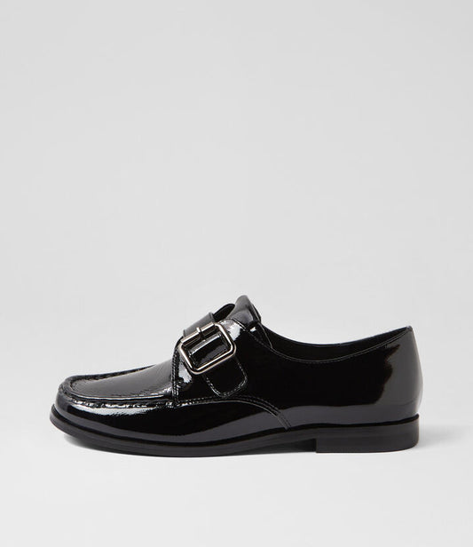 Image of Footwear. Productname: Quackies Black Patent Leather Flat Shoes in BLACK-BLACK HEEL colour by brand - MIDAS