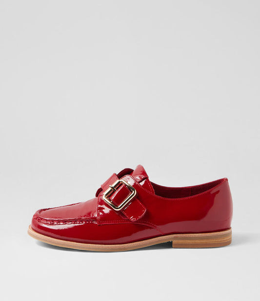 Image of Footwear. Productname: Quackies Dark Red Patent Leather Flat Shoes in DK RED colour by brand - MIDAS