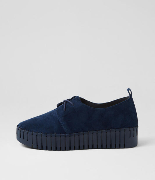 Image of Sneakers. Productname: Brooks Navy Suede Sneakers in NAVY-NAVY SOLE colour by brand - MIDAS